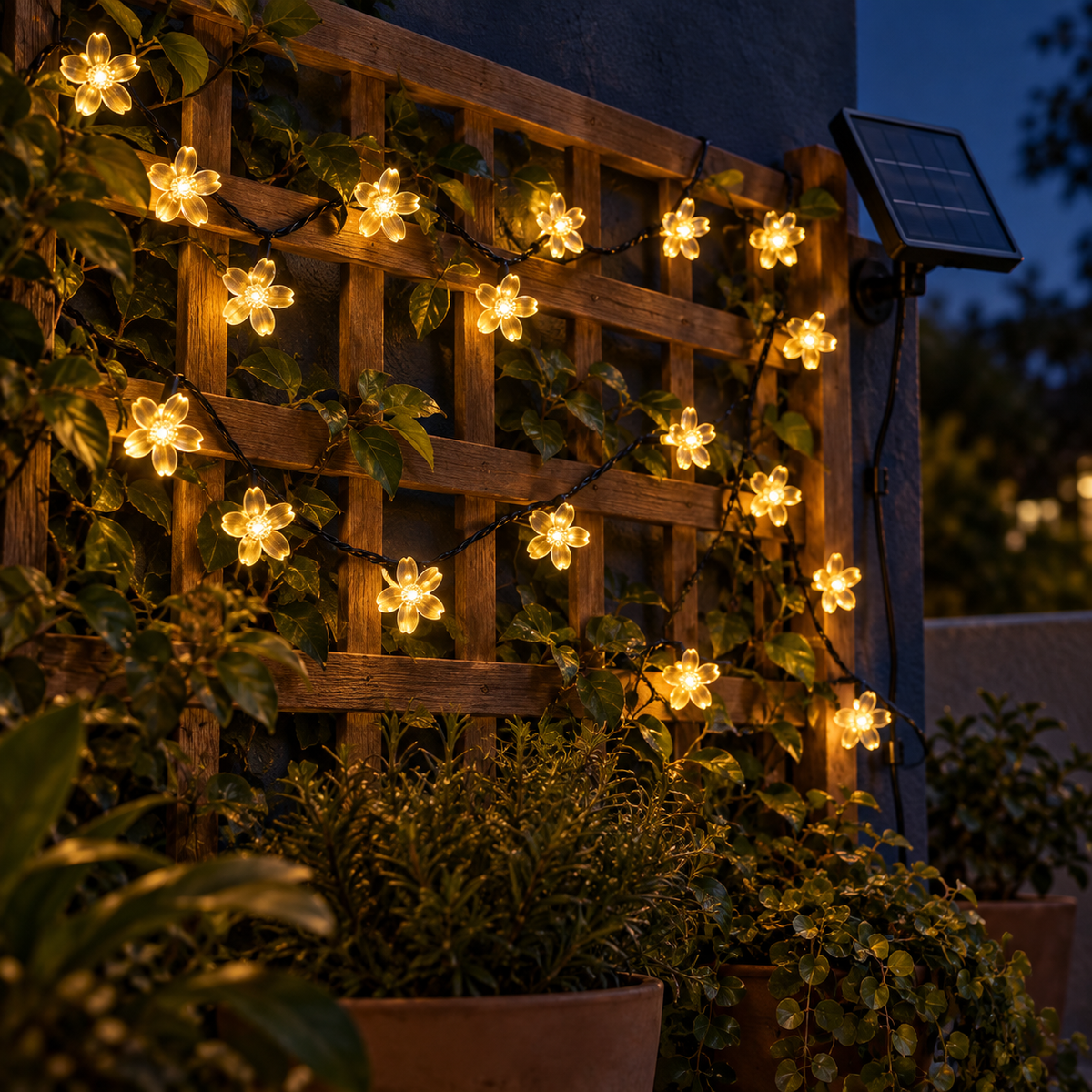 Guirnalda Solar Flor de Cerezo 🌸 | 50 LED Cálidos