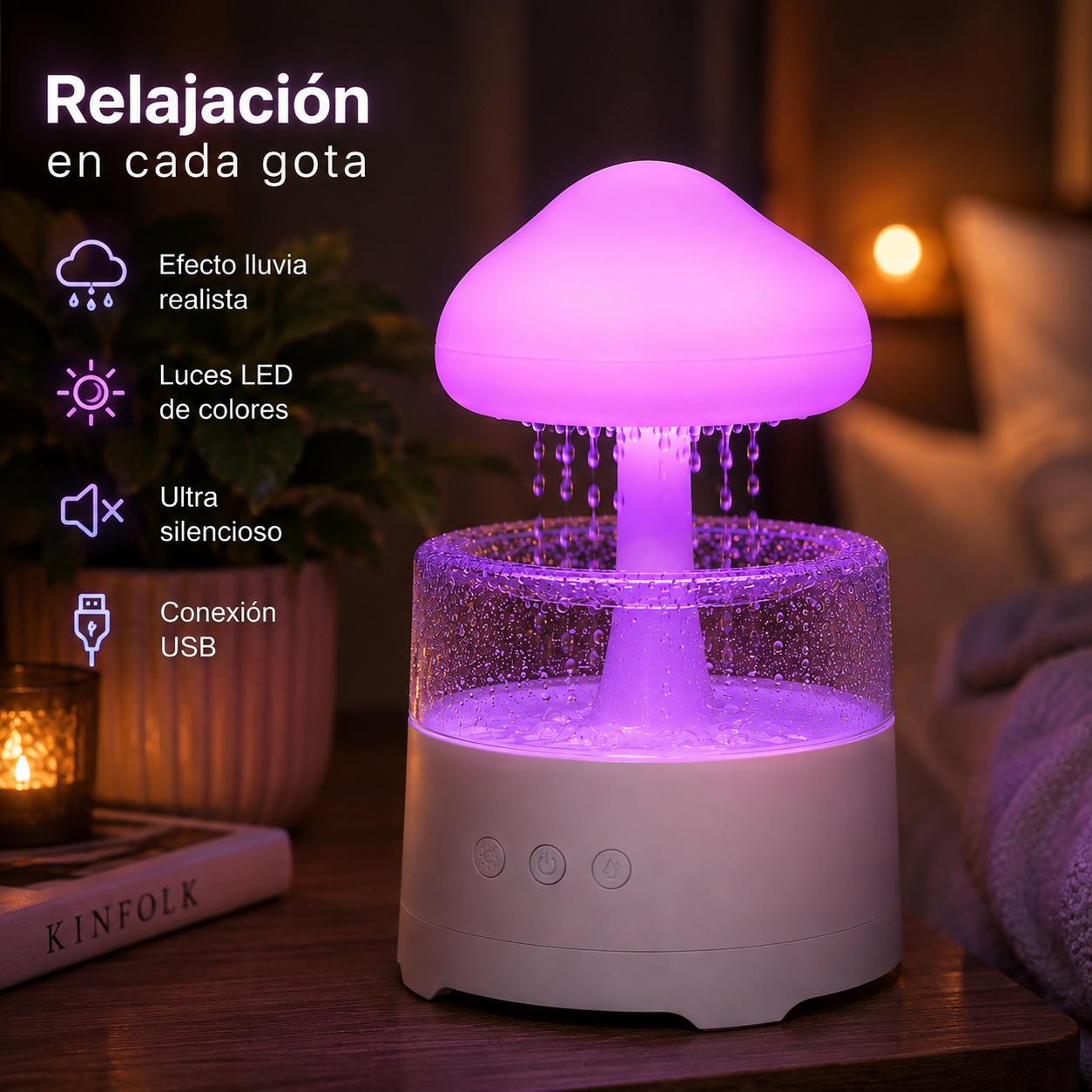 Humidificador Honguito Efecto Lluvia™ | Luz LED, Relax & Ambiente Mágico