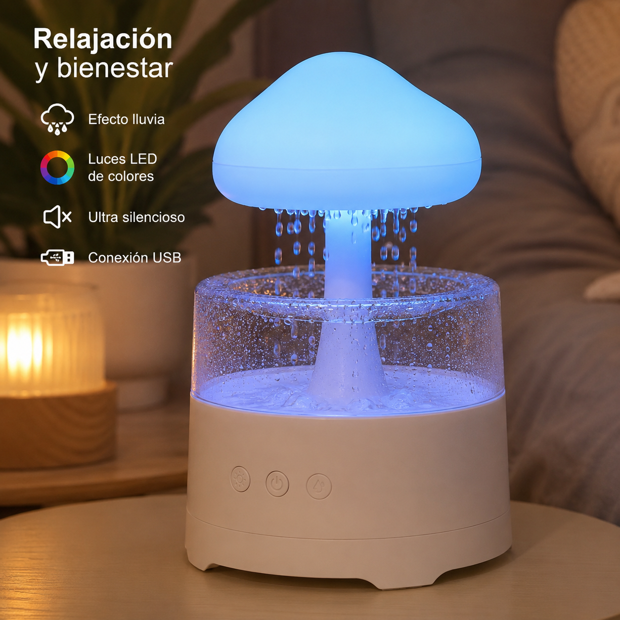 Humidificador Honguito Efecto Lluvia™ | Luz LED, Relax & Ambiente Mágico