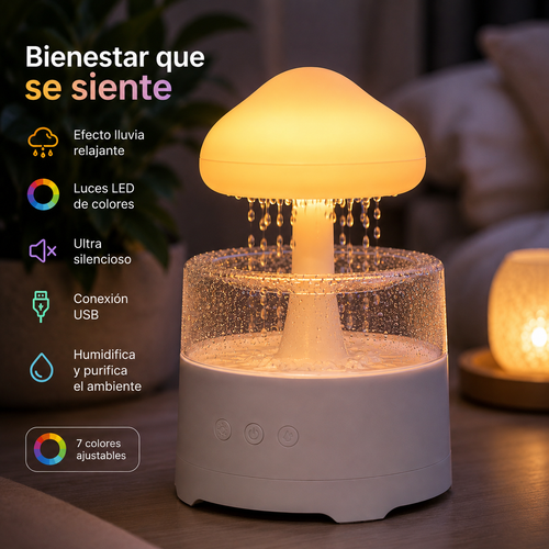 Humidificador Honguito Efecto Lluvia™ | Luz LED, Relax & Ambiente Mágico
