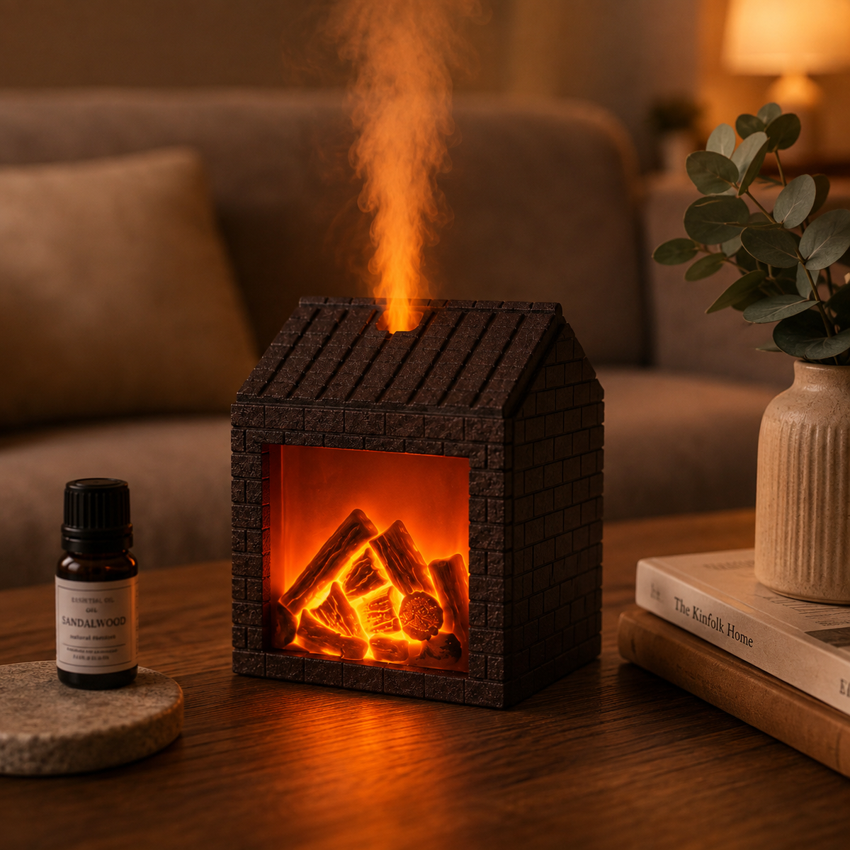 Chimenea Aromática 3D con Efecto Llama 🔥 | Humidificador + Difusor de Aromas