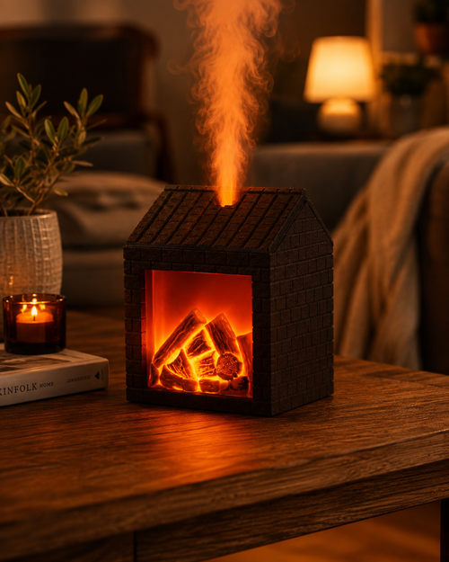 Chimenea Aromática 3D con Efecto Llama 🔥 | Humidificador + Difusor de Aromas