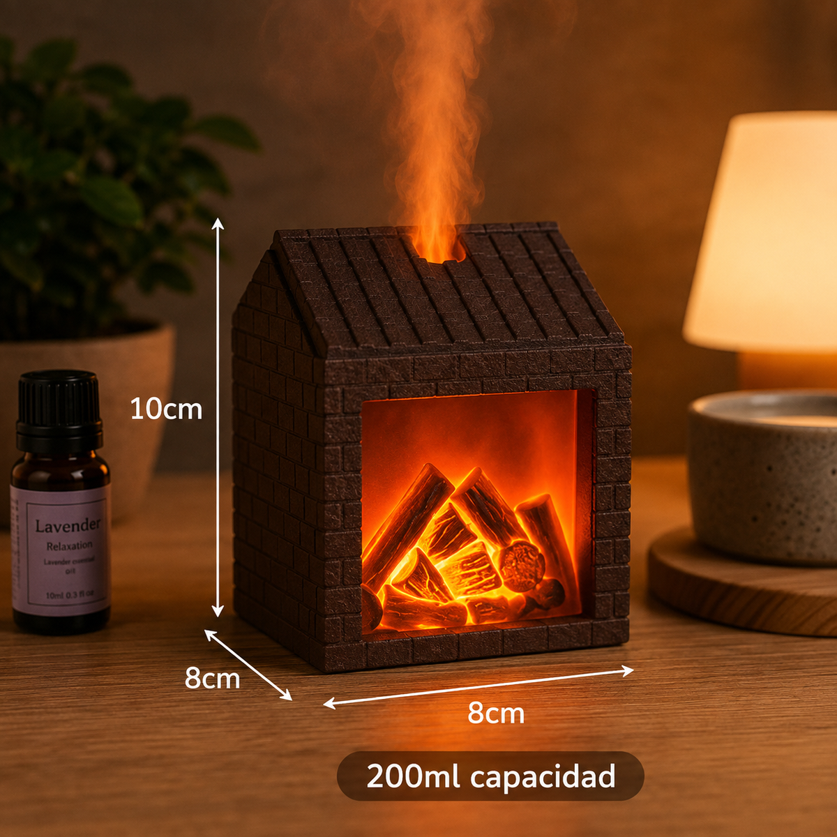 Chimenea Aromática 3D con Efecto Llama 🔥 | Humidificador + Difusor de Aromas
