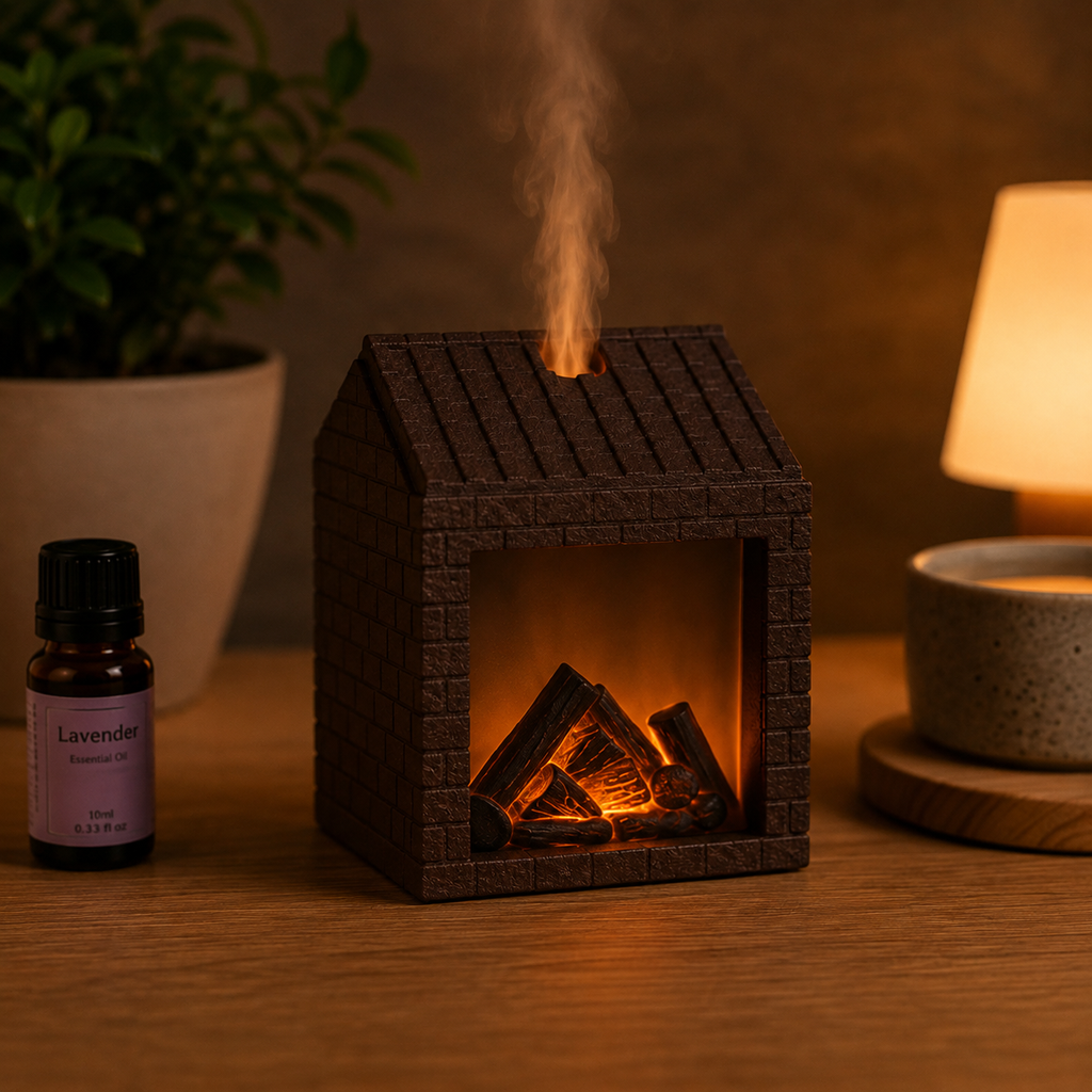 Chimenea Aromática 3D con Efecto Llama 🔥 | Humidificador + Difusor de Aromas