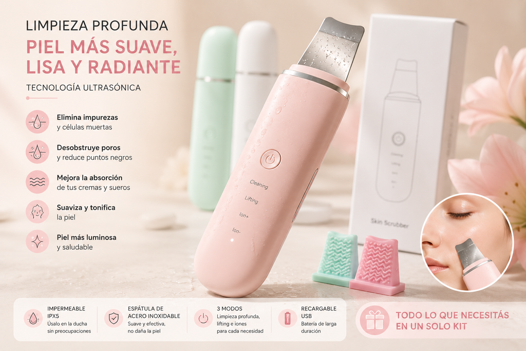 GlowClea Peeling Ultrasónico Facial y Limpiador de Poros Profundo